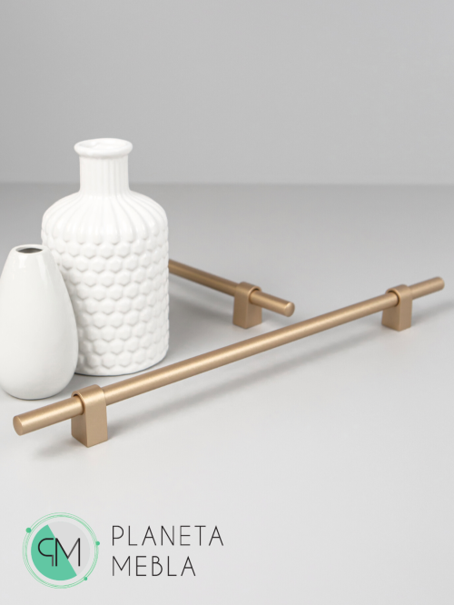 Uchwyt meblowy reling INDUSTRIALNY 320 mm - zgaszone satynowe złoto, złoty mat