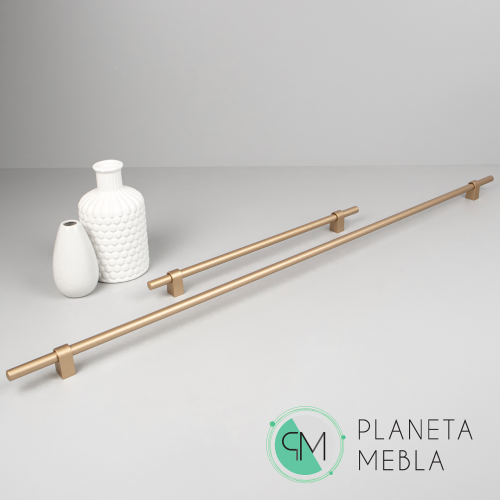 Uchwyt meblowy reling INDUSTRIALNY 800 mm - zgaszone satynowe złoto, złoty mat